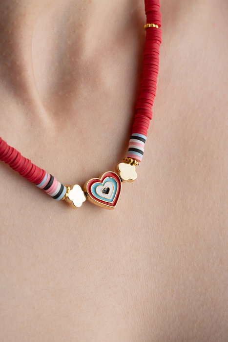 Heliophilia Silver Collar Multicolor KL-0873 con Colgante de Corazón